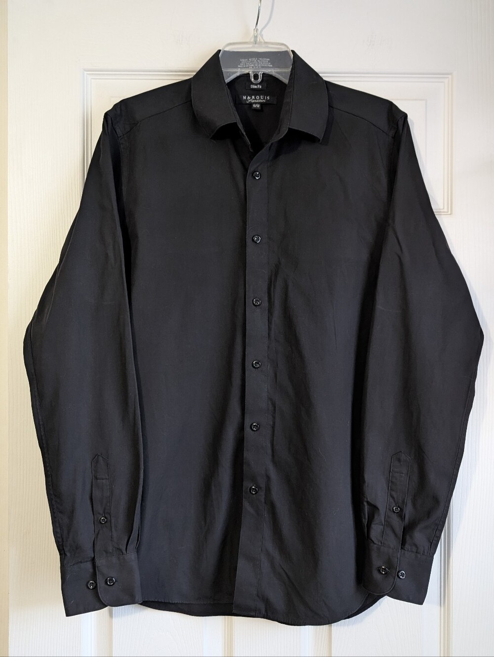 Marquis Signature Slim Fit Black Men's Dress Shirt Size 15/15.5